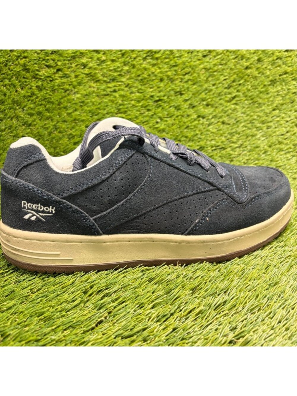 Reebok Soyay Mens Size 9.5 Navy Blue White Suede Composite Toe Safety Work Shoes